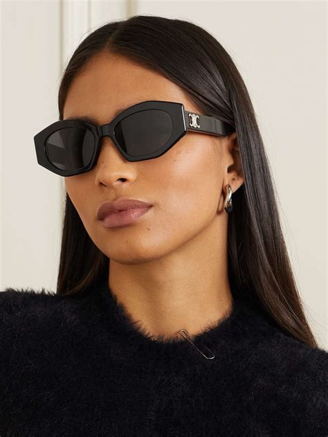 cat eye sunglasses in acetate with mirror lenses celene|Celine Cat.